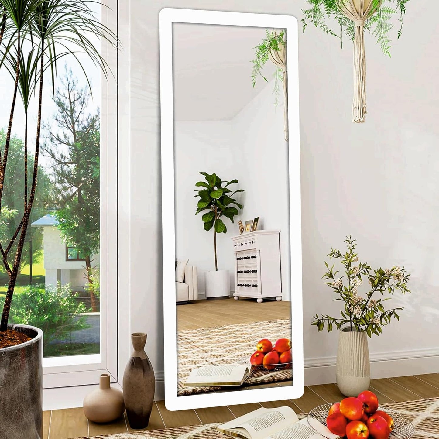 21 x 51 inch Full Length Dressing Cheval Mirror – Long Fiber Wood, Rectangular Framed HD Mirror for Wall Hanging in Bedroom, Living Room & Home Decor