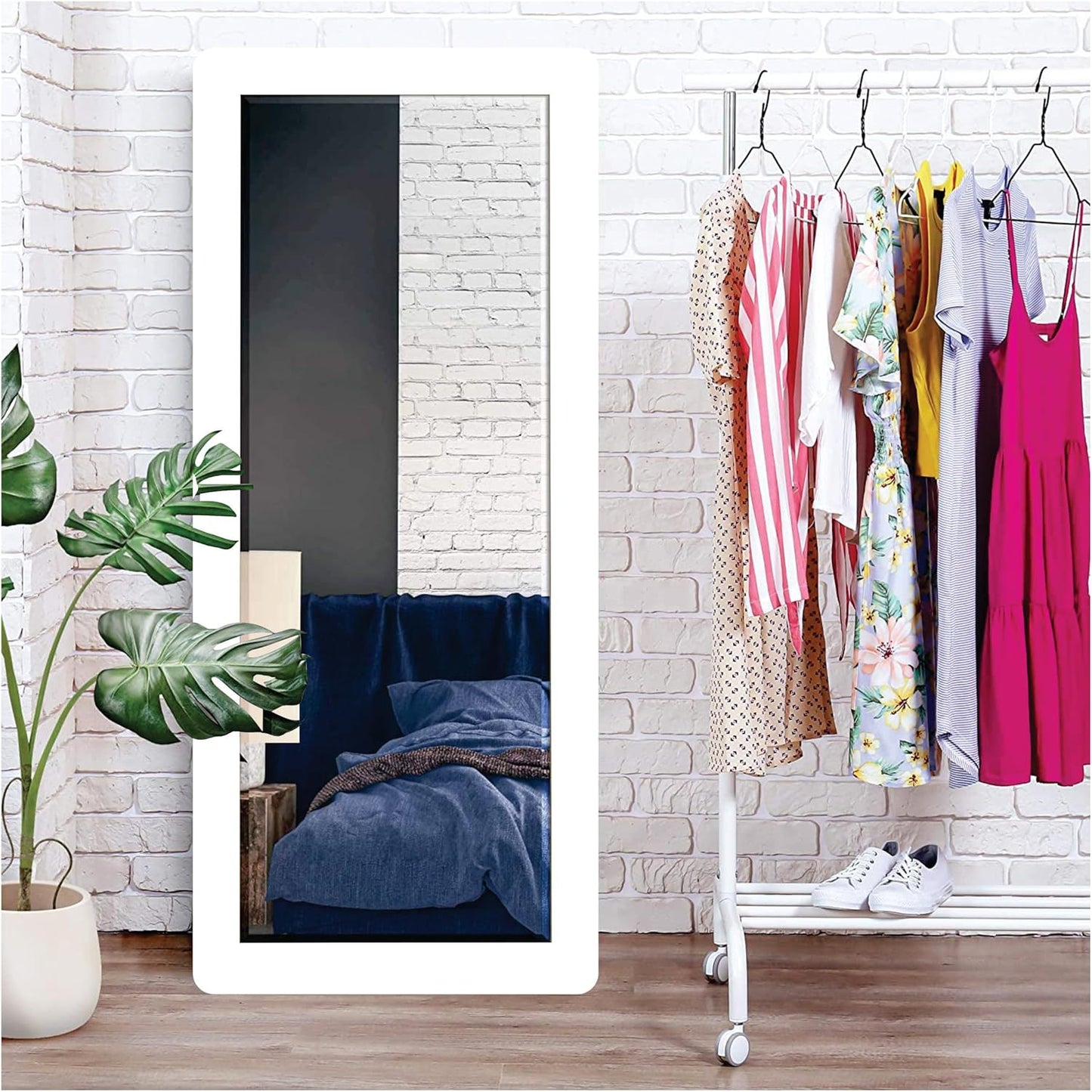 Long Wooden Irregular Zigzag Wall Mirror – Full-Length, Wall-Mounted HD Decorative Mirror for Bedroom, Living Room, Entryway & Home Wall Decor