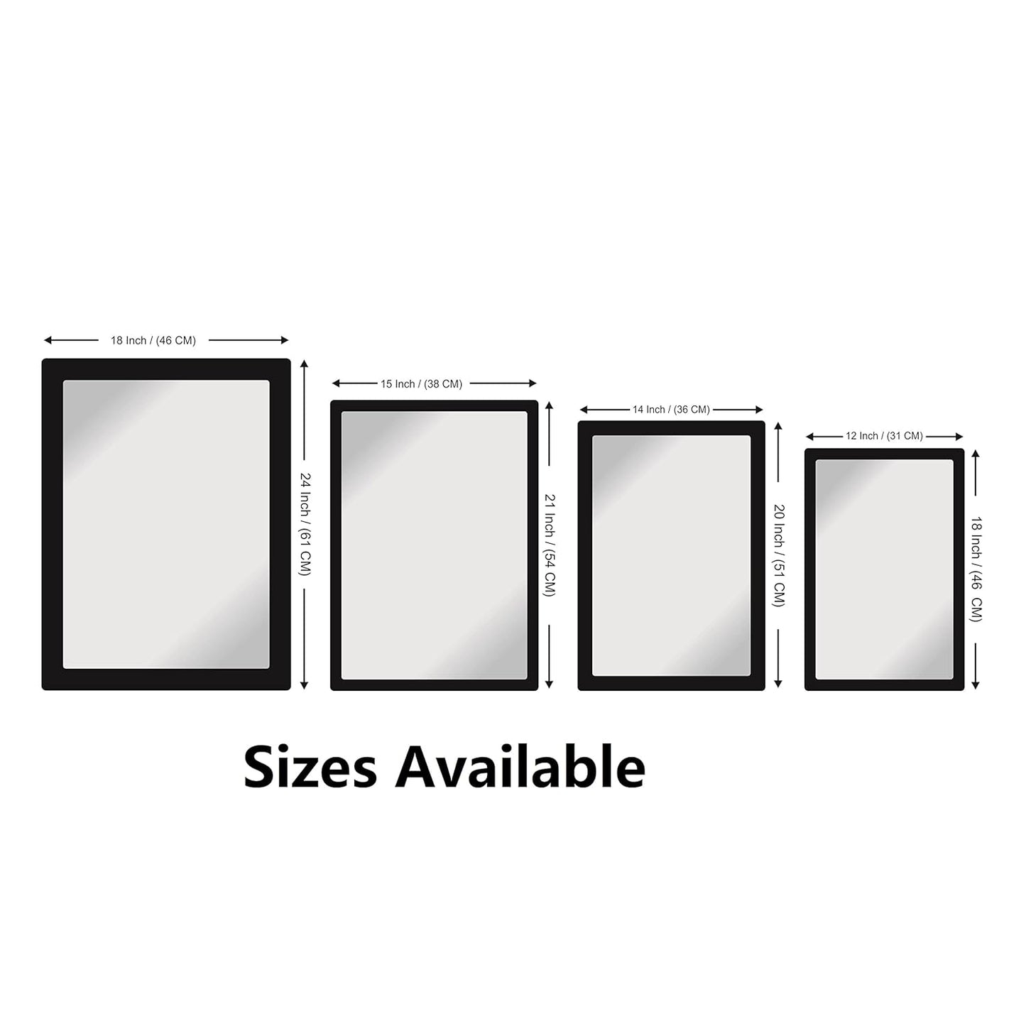 Wooden Framed Wall Mirror for Bathroom, Bedroom, Living Room & Wash Basin – Vertical & Horizontal Mount, Lightweight & Stylish