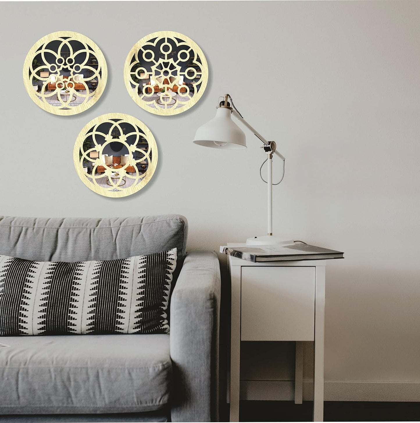 Handcrafted Wooden Wall Mirror Panel Set of 4 – HOME Letter Square Mirrors for Living Room, Bedroom, Lobby – Modern Black Wall Décor