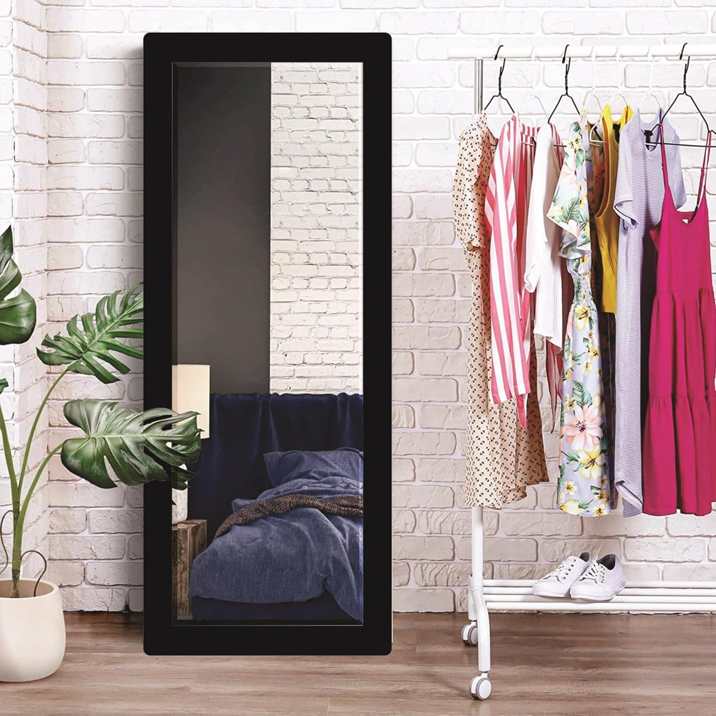 15x40 inch long rectangular framed mirror with MDF wood, dual hanging options, and elegant design—perfect for stylish, modern wall décor
