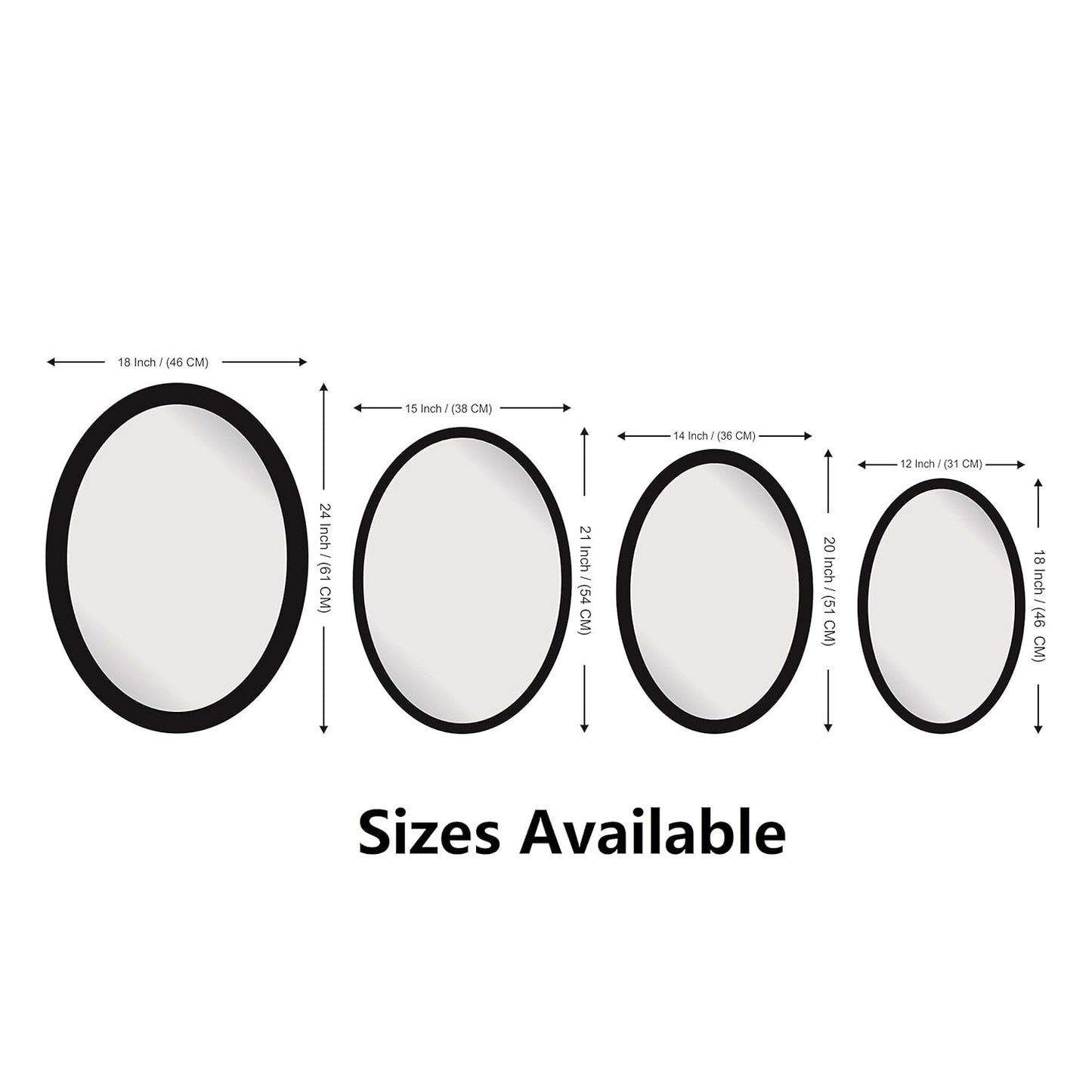 Wooden Oval Framed Wall Mirror for Bathroom, Bedroom, Living Room & Wash Basin – Vertical & Horizontal Mount, Lightweight & Stylish