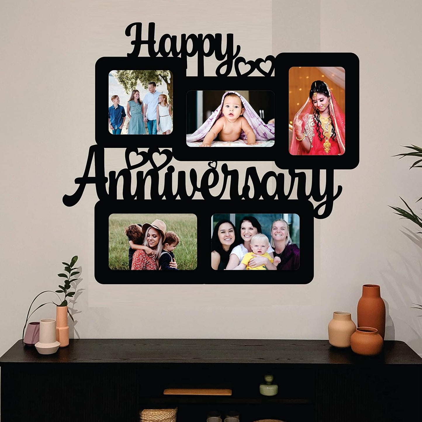 One Piece Jointless Wooden Multi Picture Collage Photo Frame –Multi Theme Tabletop Décor for Living Room, Gift, Office or Kids Room Use
