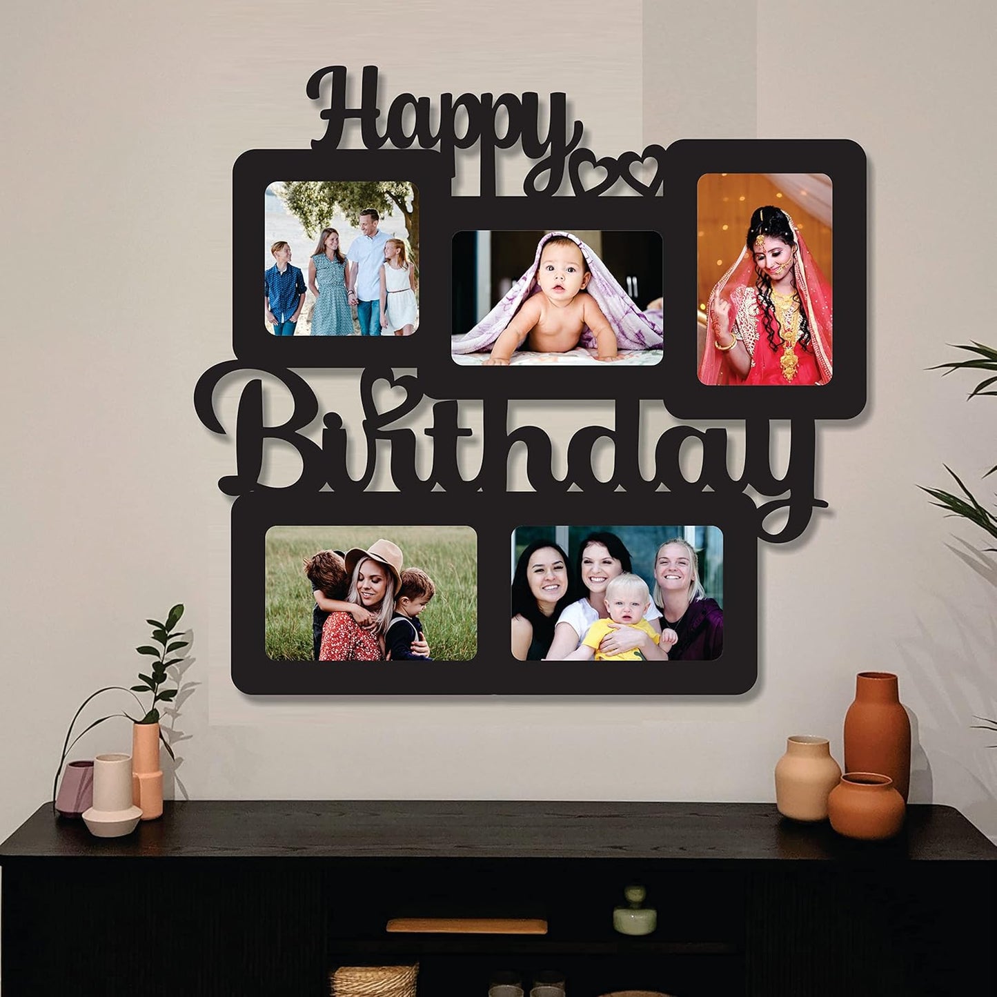 One Piece Jointless Wooden Multi Picture Collage Photo Frame –Multi Theme Tabletop Décor for Living Room, Gift, Office or Kids Room Use