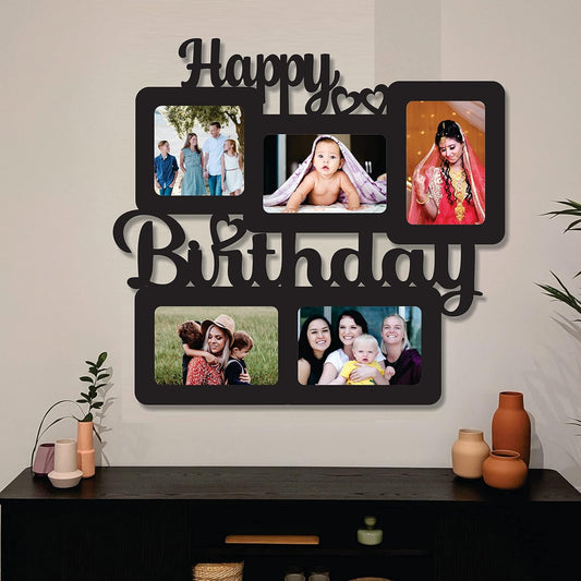 Birthday One Piece Jointless Wooden Multi Picture Collage Photo Frame – Rectangular Wall Decor for Living Room, Bedroom, Gift