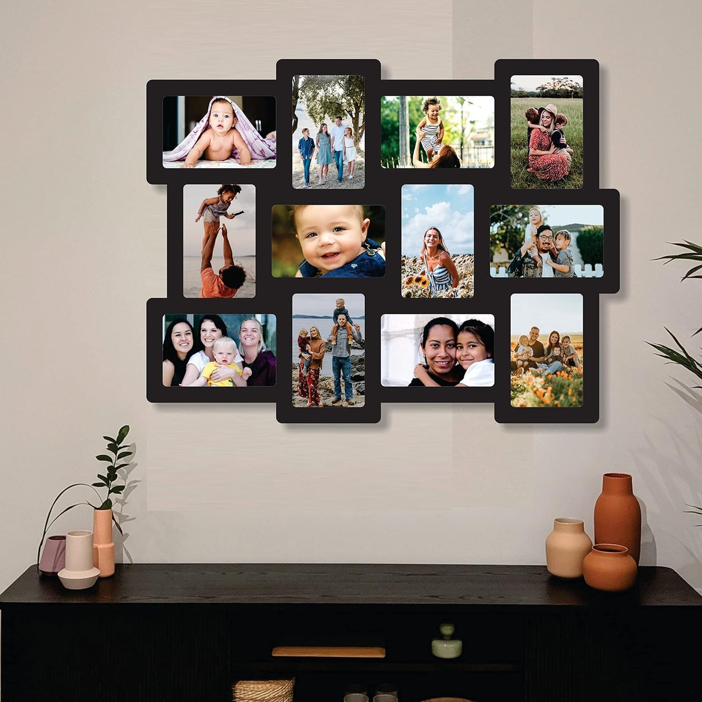 One Piece Jointless Wooden Multi Picture Collage Photo Frame – Elegant Wall Décor for Living Room, Bedroom, Hallway and Gifting Purpose