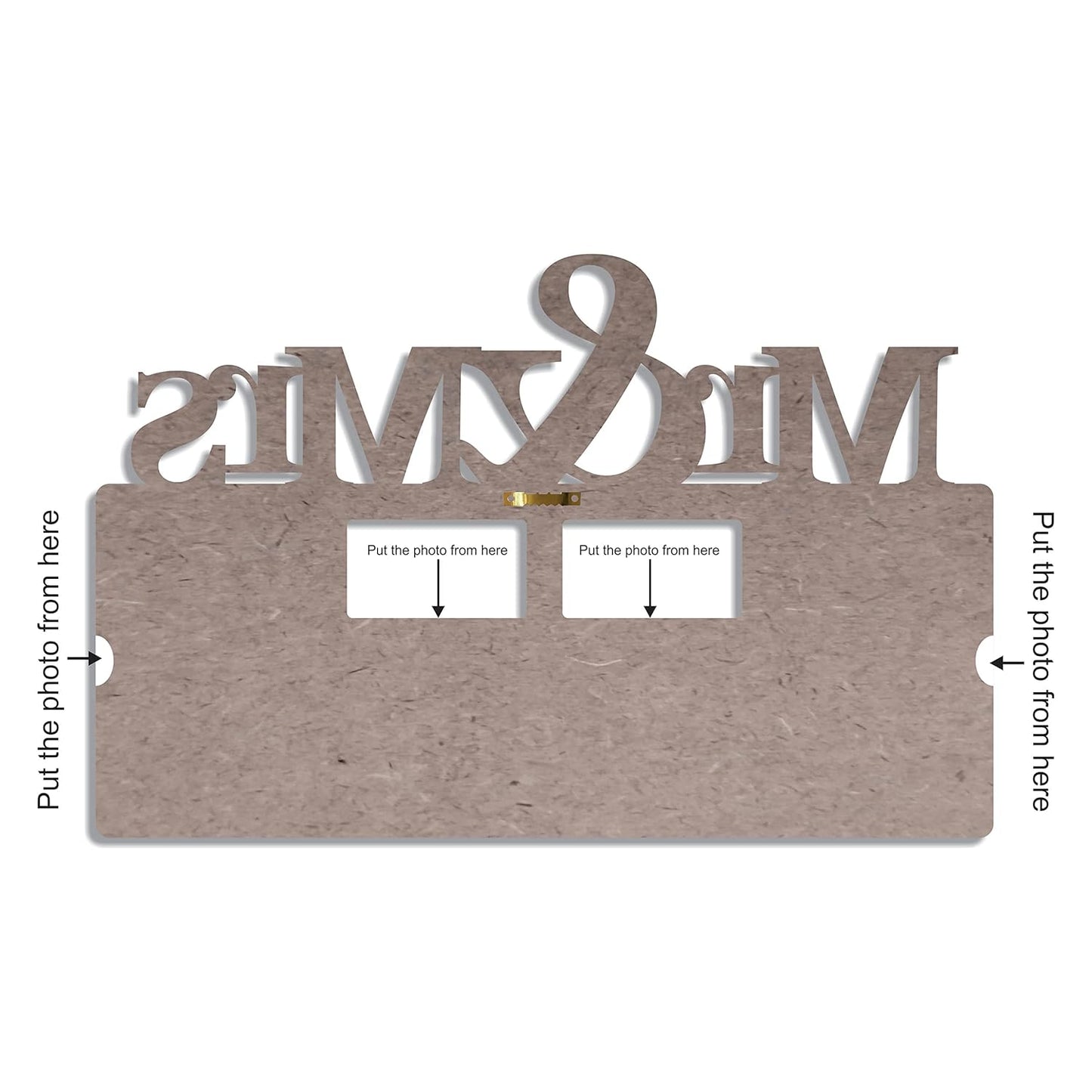 Mr & Mrs One Piece Jointless Wooden Mr & Mrs Collage Photo Frame –Mr & Mrs  Tabletop Décor for Living Room, Gift, Office or Kids Room Use