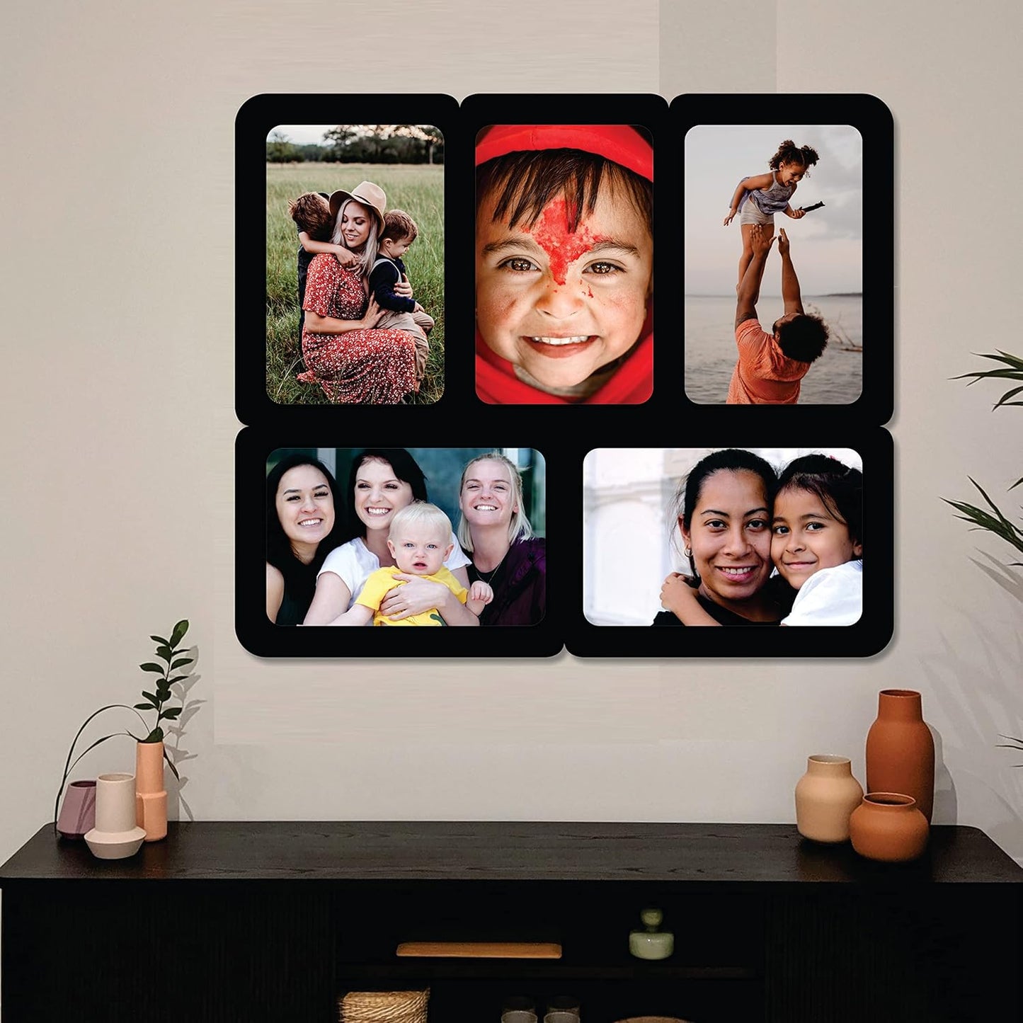 One Piece Jointless Wooden Multi Picture Collage Photo Frame – Elegant Wall Décor for Living Room, Bedroom, Hallway and Gifting Purpose