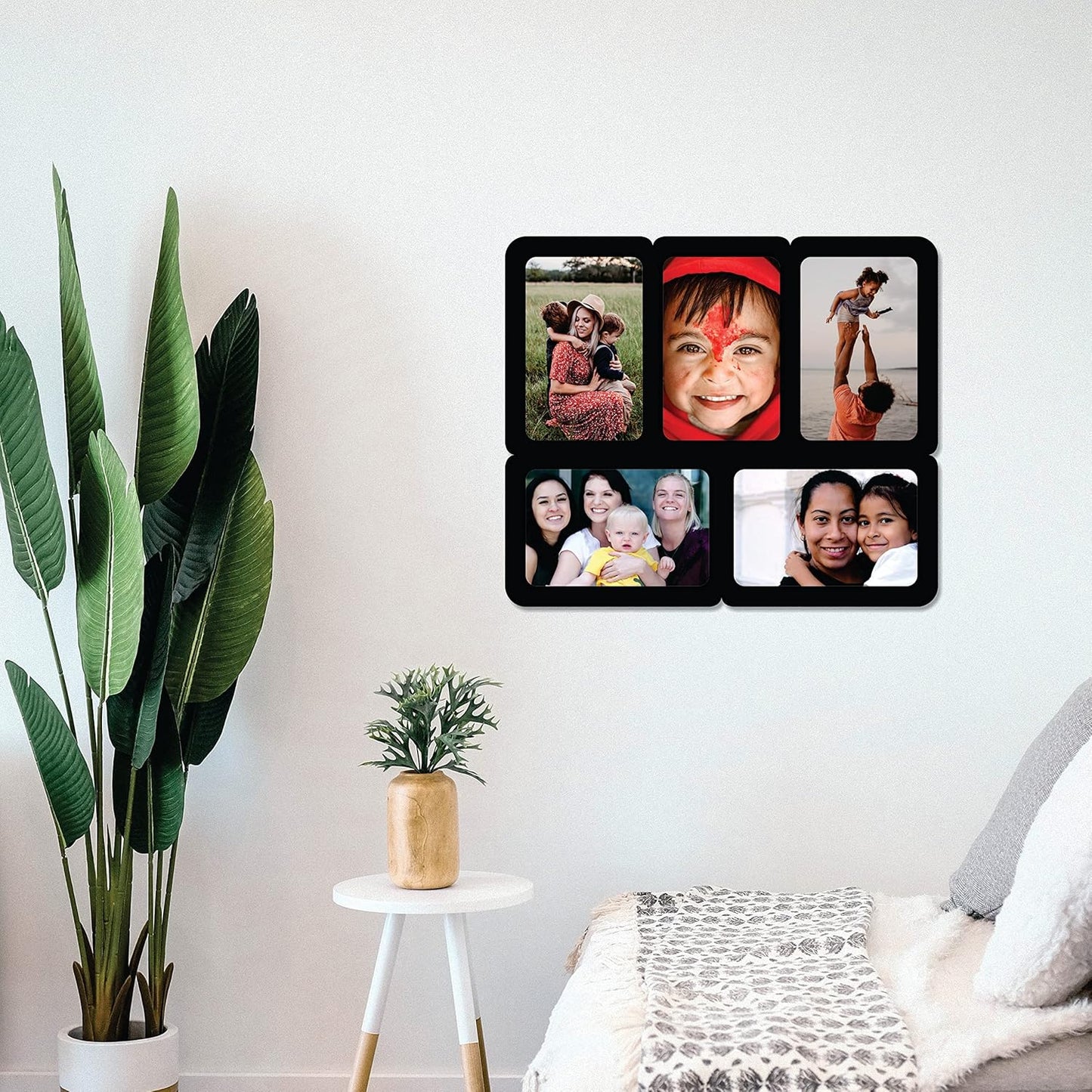 One Piece Jointless Wooden Multi Picture Collage Photo Frame – Elegant Wall Décor for Living Room, Bedroom, Hallway and Gifting Purpose