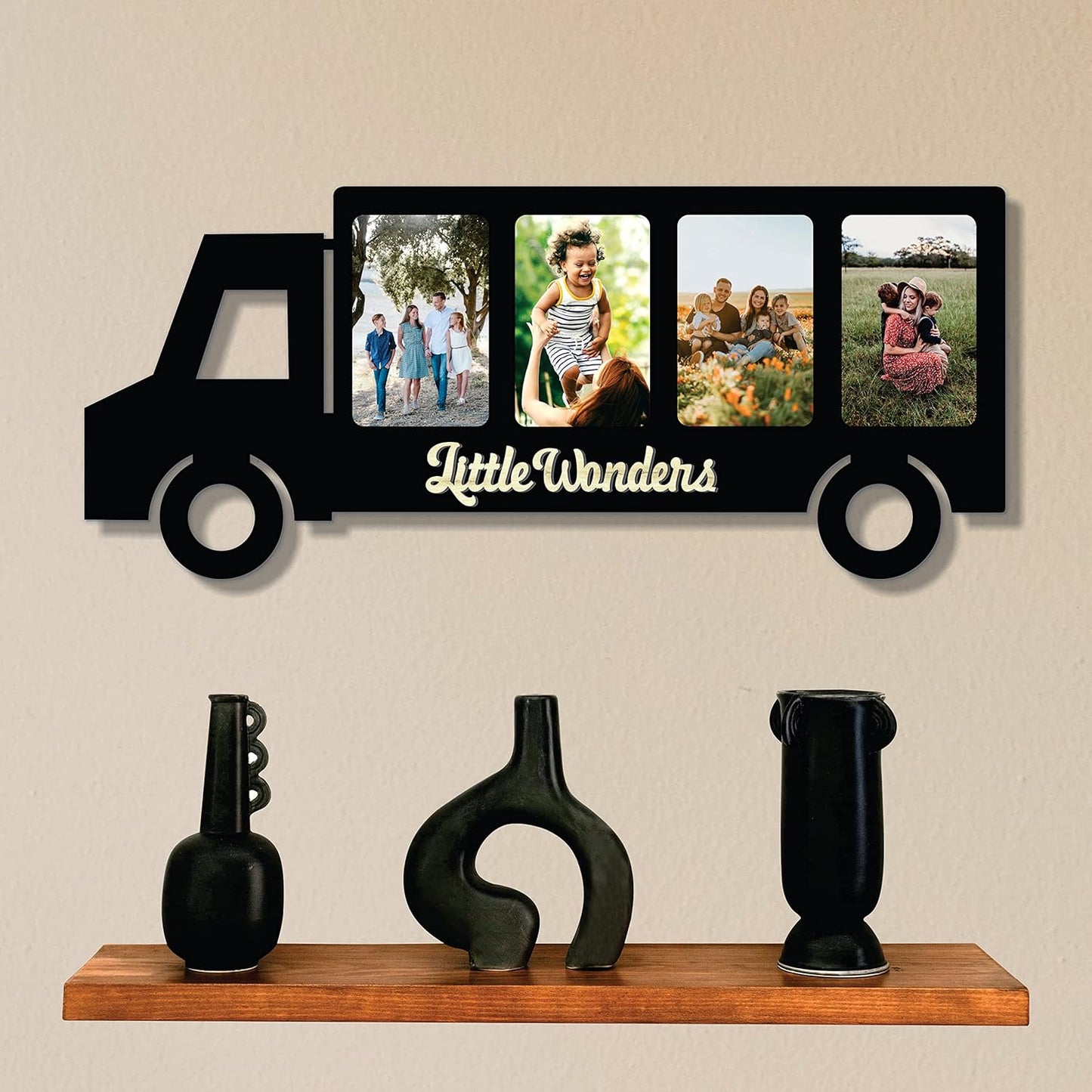 One Piece Jointless Wooden Multi Picture Collage Photo Frame –Multi Theme Tabletop Décor for Living Room, Gift, Office or Kids Room Use