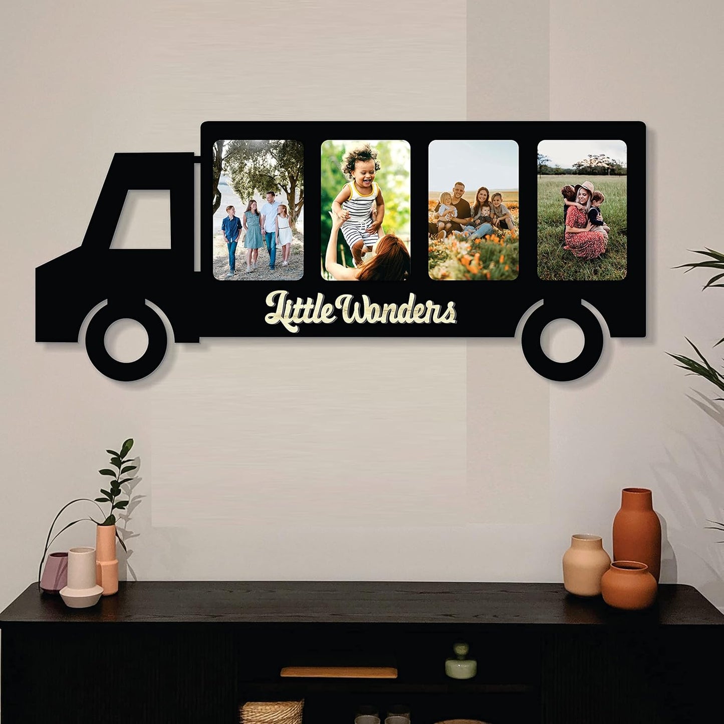One Piece Jointless Wooden Multi Picture Collage Photo Frame –Multi Theme Tabletop Décor for Living Room, Gift, Office or Kids Room Use
