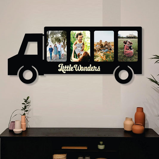Kid Bus One Piece Jointless Wooden Multi Picture Collage Photo Frame – Kid Bus Rectangular Wall Decor for Living Room, Bedroom, Gift