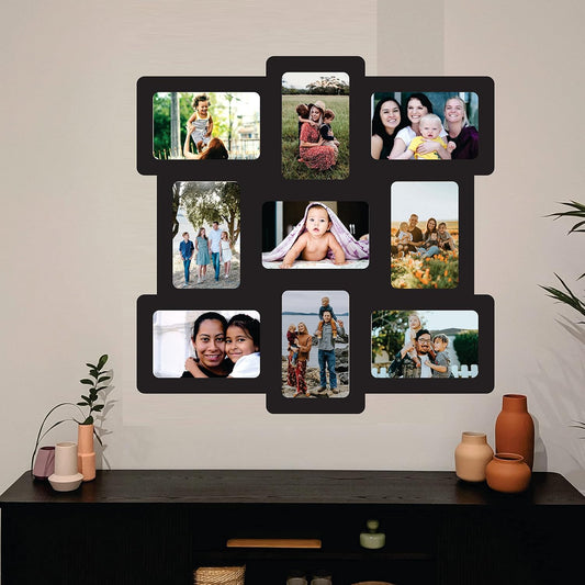 One Piece Jointless Wooden Multi Picture Collage Photo Frame – Elegant Wall Décor for Living Room, Bedroom, Hallway and Gifting Purpose