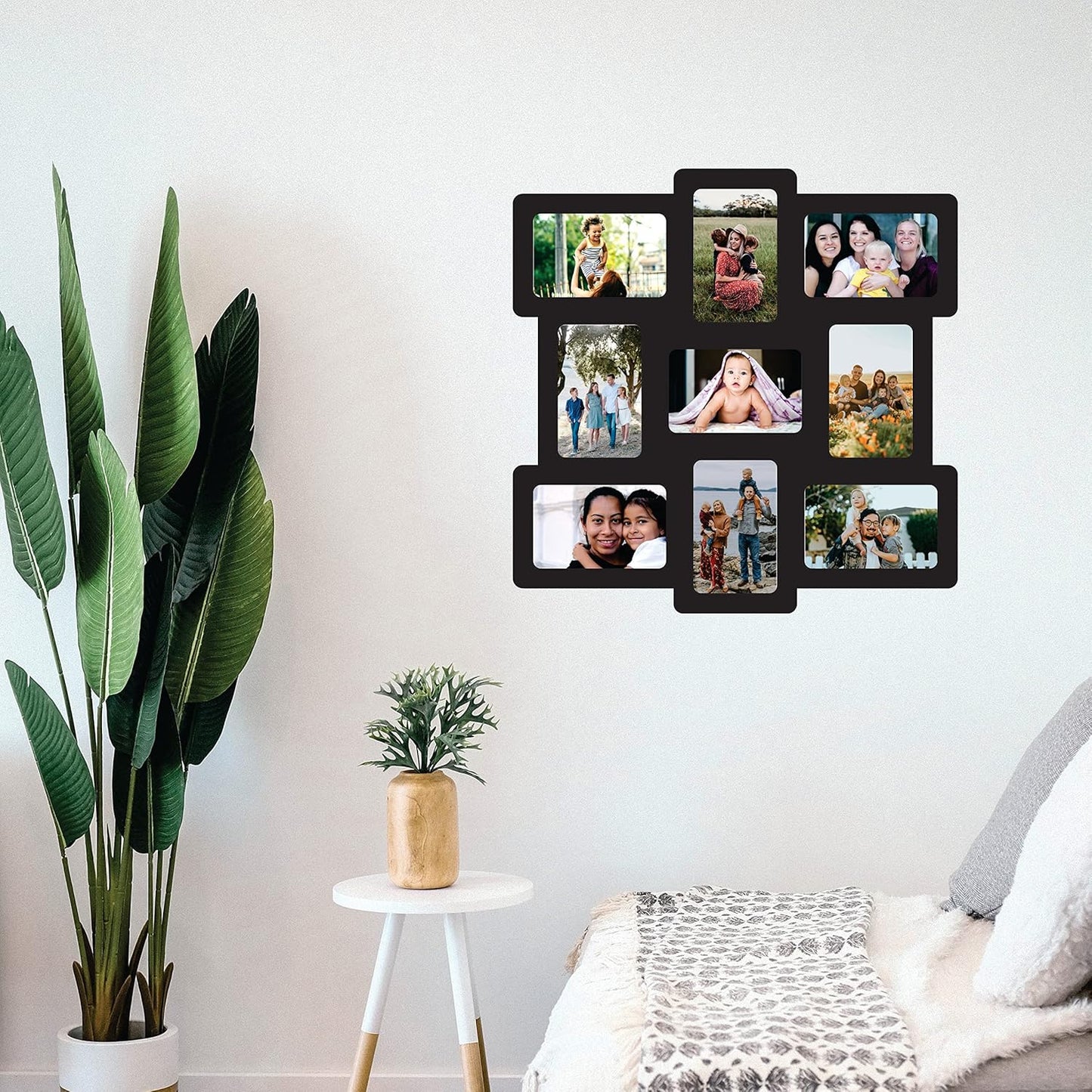 One Piece Jointless Wooden Multi Picture Collage Photo Frame – Elegant Wall Décor for Living Room, Bedroom, Hallway and Gifting Purpose