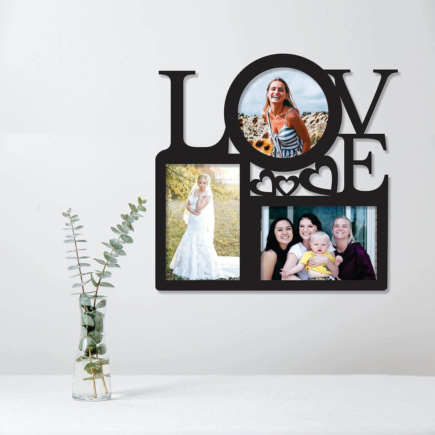 One Piece Jointless Wooden Multi Picture Collage Photo Frame –Multi Theme Tabletop Décor for Living Room, Gift, Office or Kids Room Use