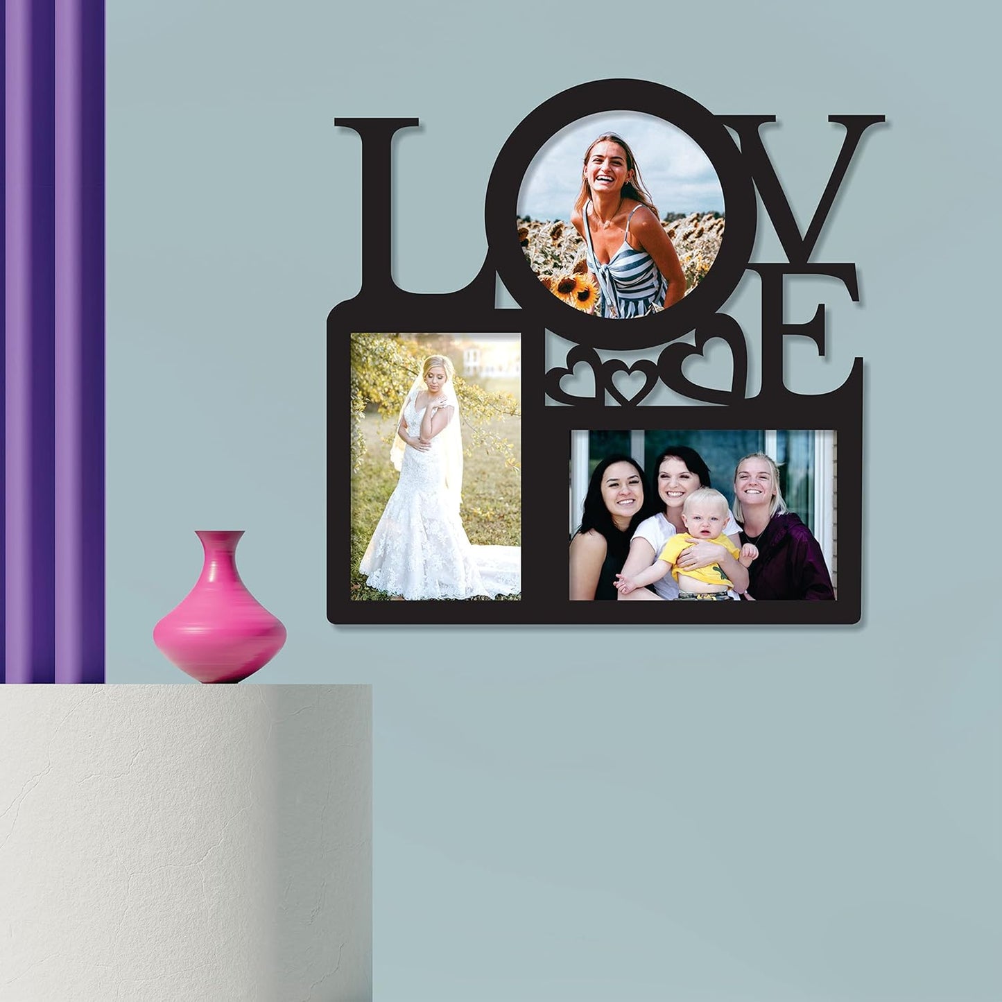 One Piece Jointless Wooden Multi Picture Collage Photo Frame –Multi Theme Tabletop Décor for Living Room, Gift, Office or Kids Room Use