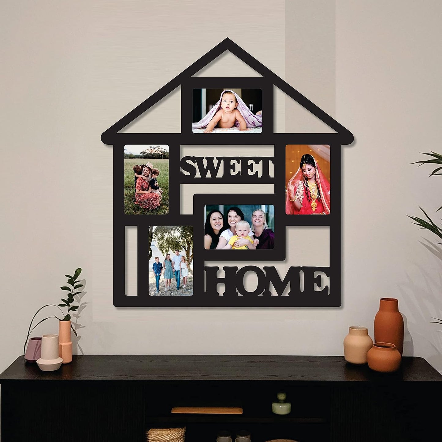 One Piece Jointless Wooden Multi Picture Collage Photo Frame –Multi Theme Tabletop Décor for Living Room, Gift, Office or Kids Room Use