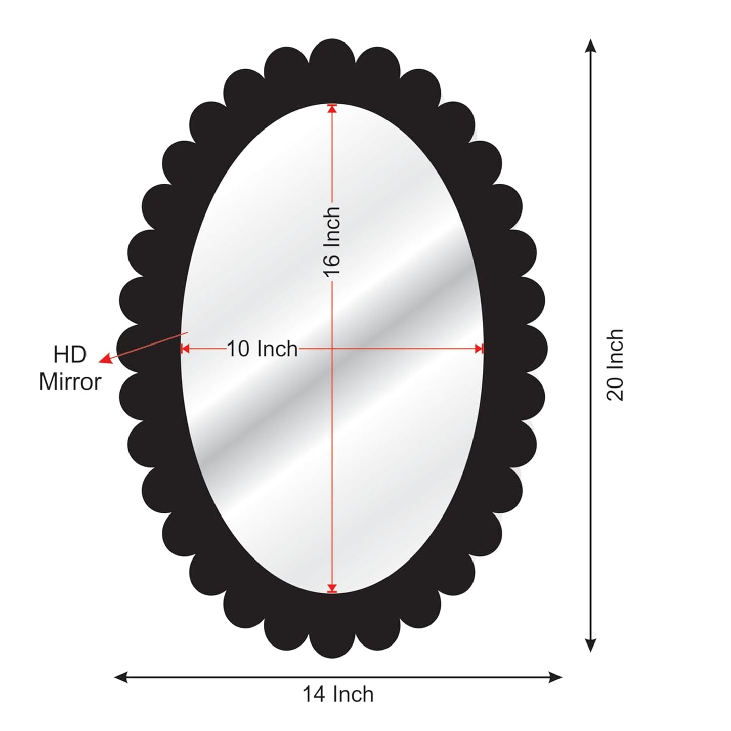 Designer Oval Wooden Framed Wall Mirror for Bathroom, Bedroom, Living Room & Wash Basin – Vertical & Horizontal Mount, Lightweight & Stylish