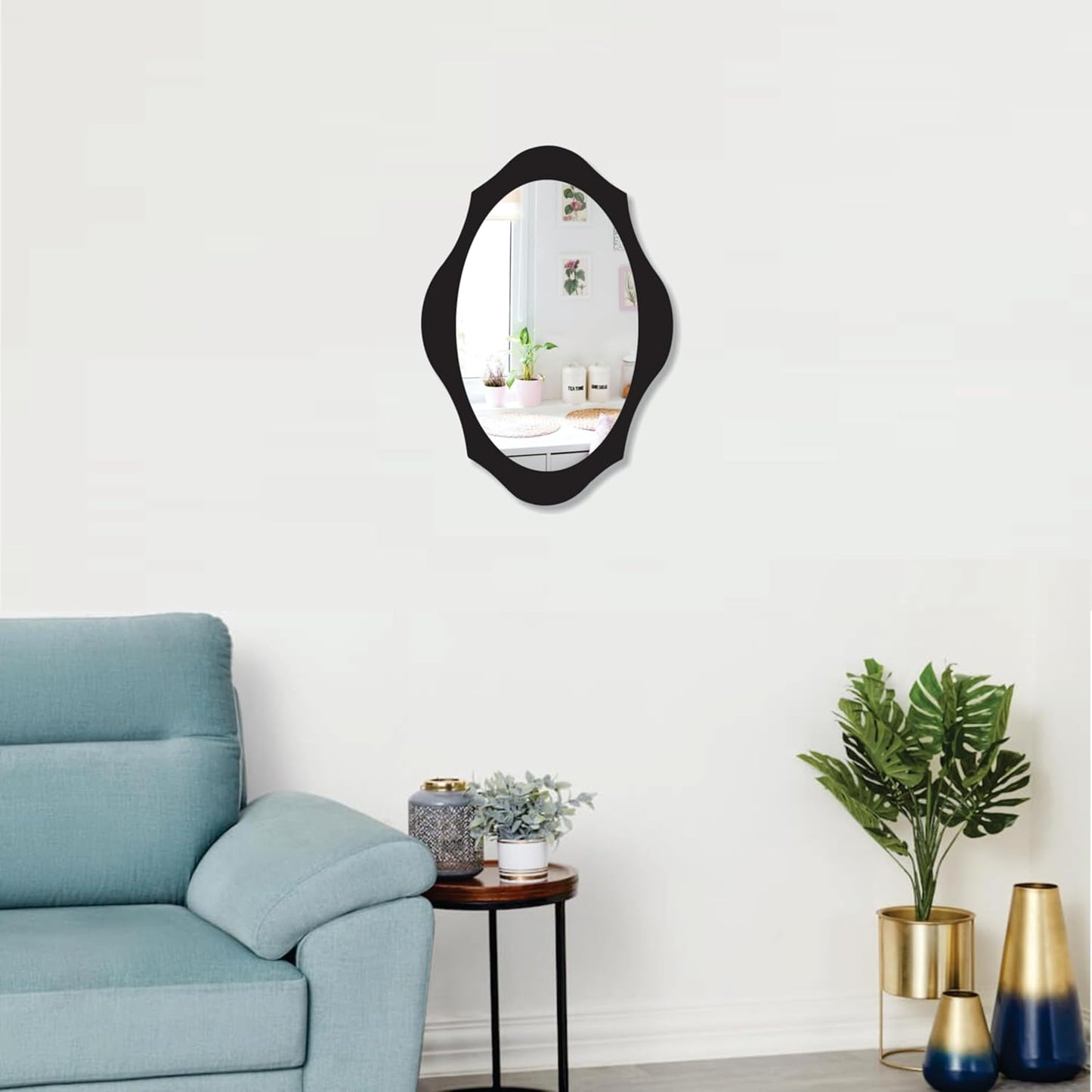 Designer Oval Wooden Framed Wall Mirror for Bathroom, Bedroom, Living Room & Wash Basin – Vertical & Horizontal Mount, Lightweight & Stylish