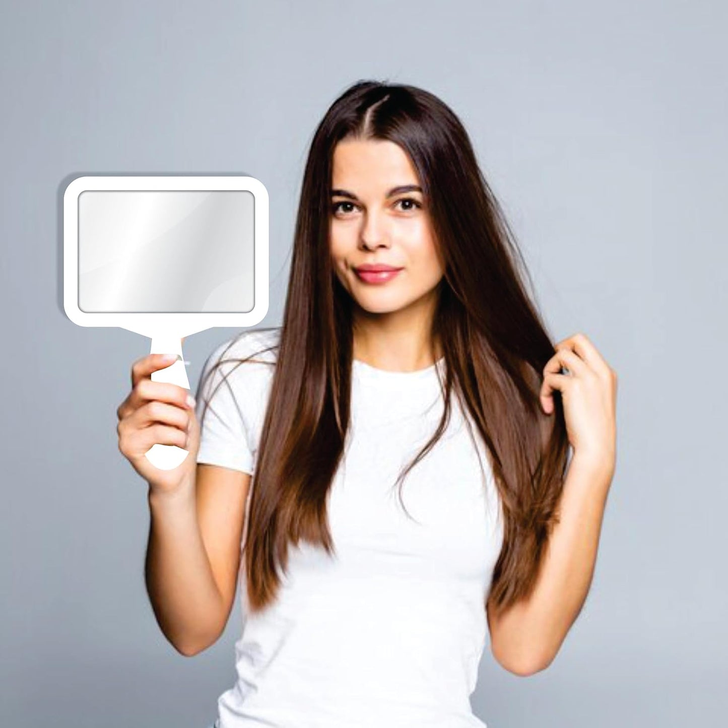7.5x11 inch Rectangular Handheld Mirror with Wooden Handle for Makeup, Shaving, Salon, Travel & Indoor Use – Lightweight HD Glass – Unisex Mirror