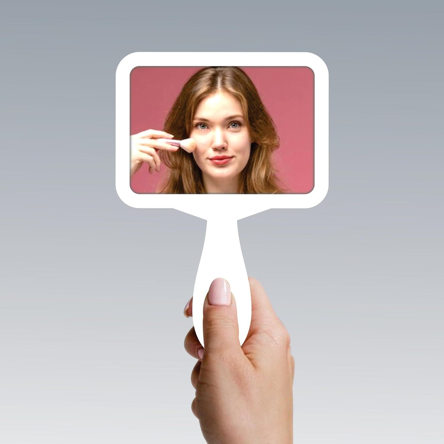 7.5x11 inch Rectangular Handheld Mirror with Wooden Handle for Makeup, Shaving, Salon, Travel & Indoor Use – Lightweight HD Glass – Unisex Mirror
