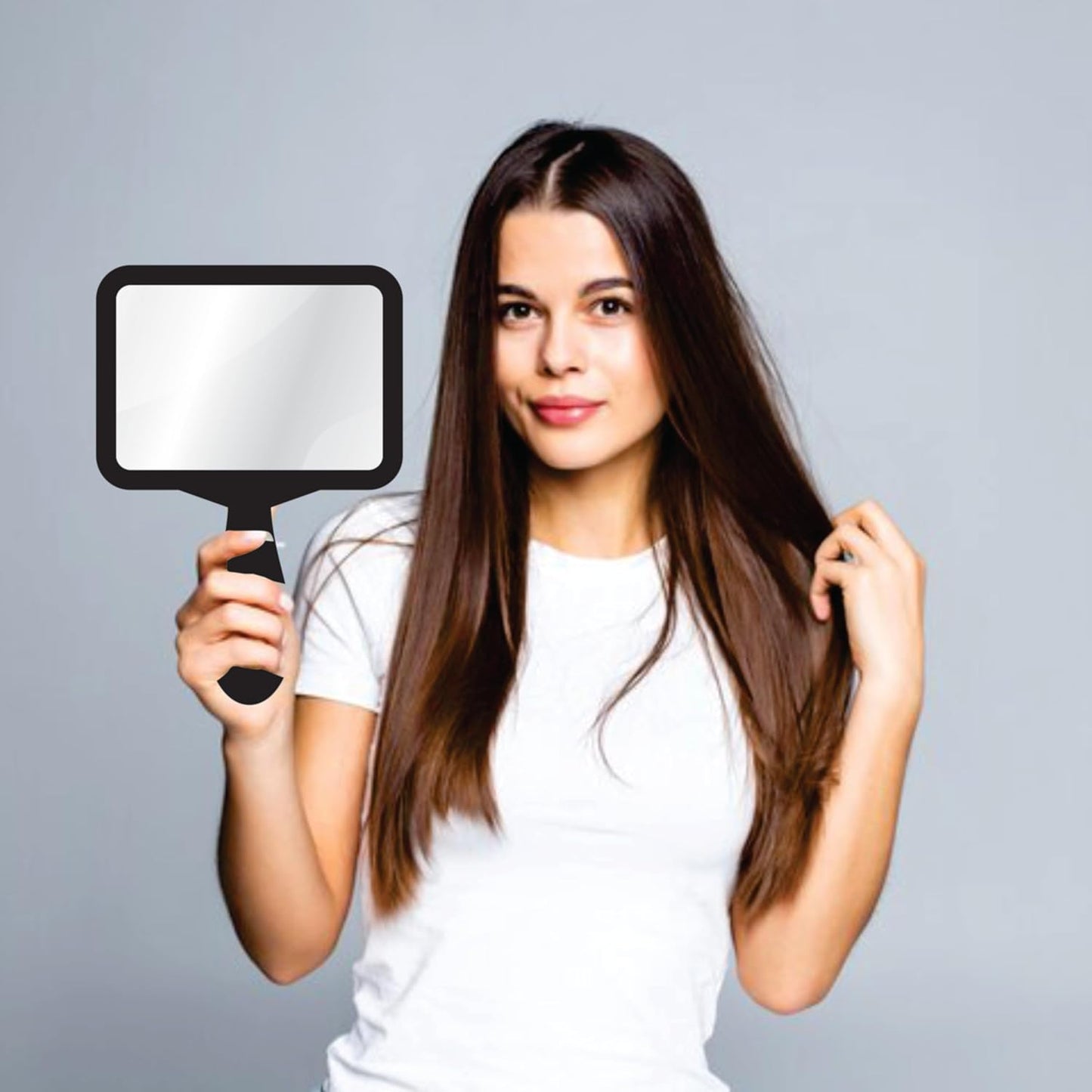 7.5x11 inch Rectangular Handheld Mirror with Wooden Handle for Makeup, Shaving, Salon, Travel & Indoor Use – Lightweight HD Glass – Unisex Mirror