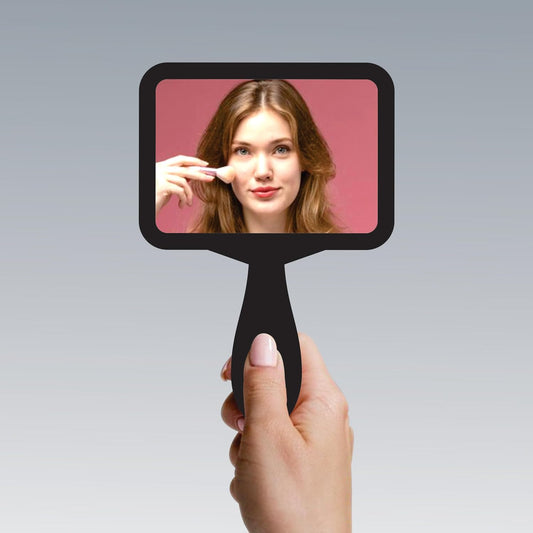7.5x11 inch Rectangular Handheld Mirror with Wooden Handle for Makeup, Shaving, Salon, Travel & Indoor Use – Lightweight HD Glass – Unisex Mirror