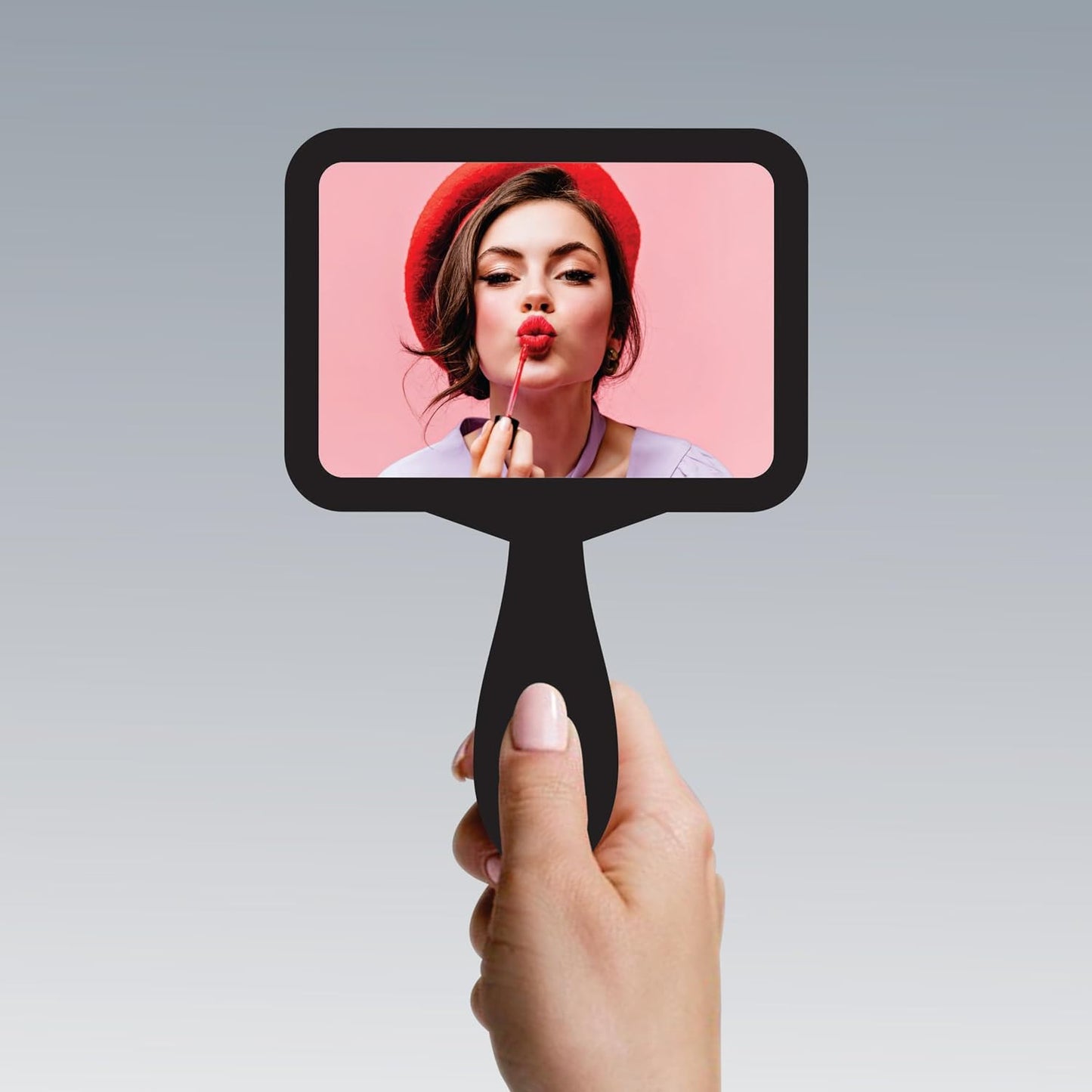 7.5x11 inch Rectangular Handheld Mirror with Wooden Handle for Makeup, Shaving, Salon, Travel & Indoor Use – Lightweight HD Glass – Unisex Mirror