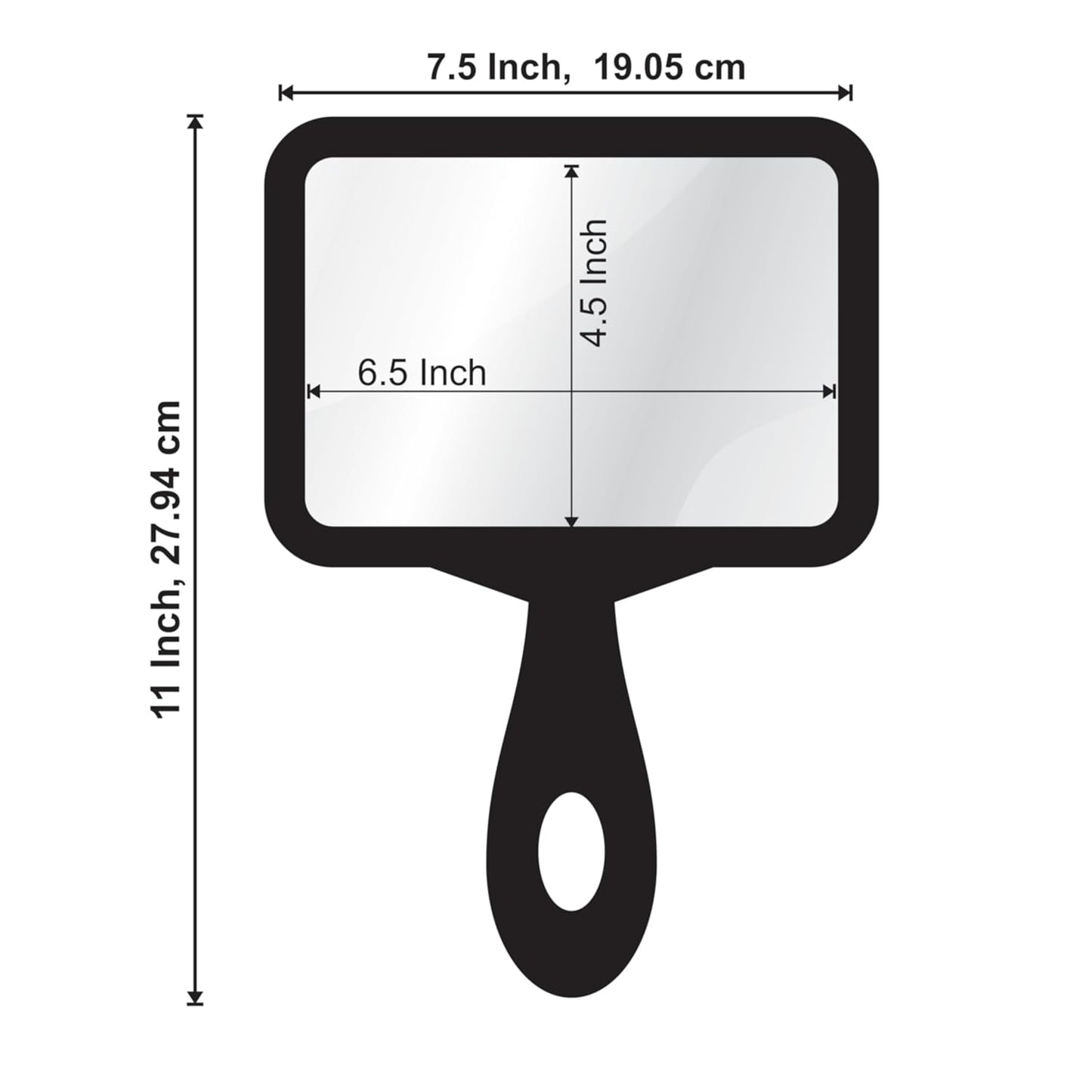 7.5x11 inch Rectangular Handheld Mirror with Wooden Handle for Makeup, Shaving, Salon, Travel & Indoor Use – Lightweight HD Glass – Unisex Mirror