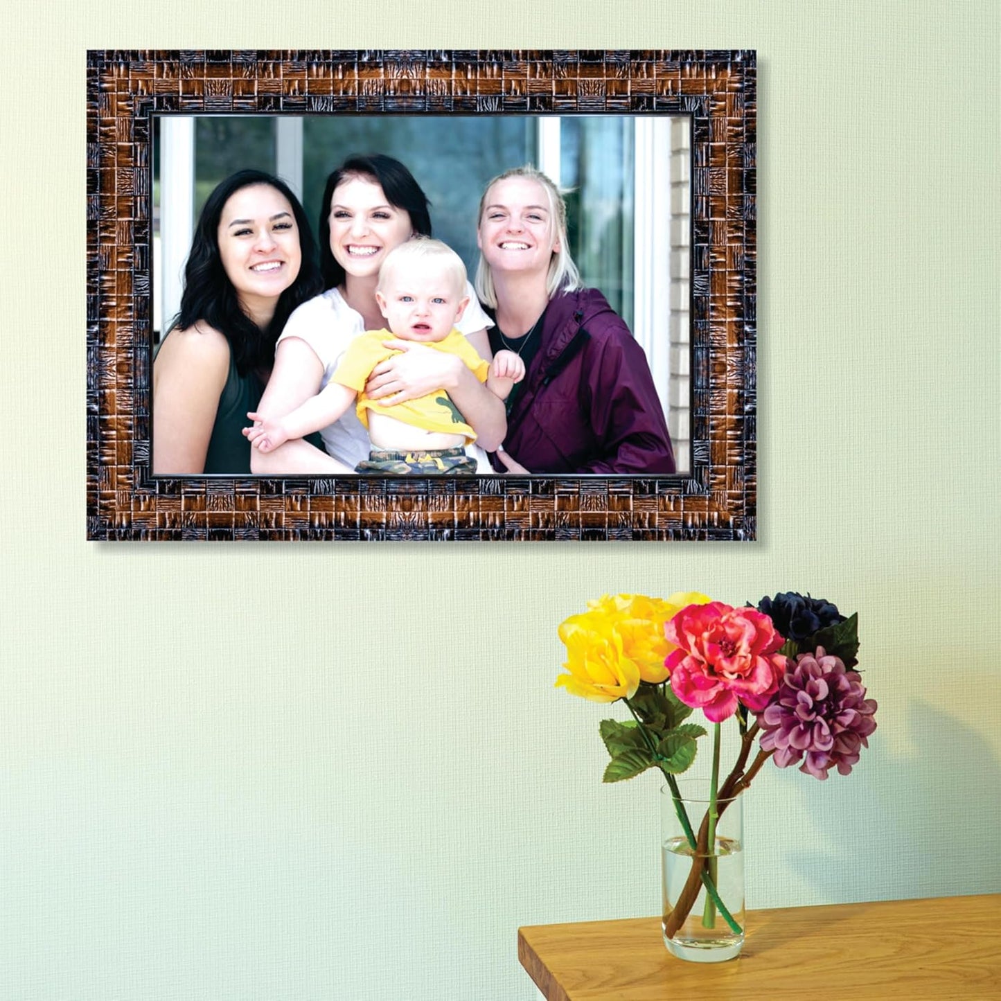 Premium Polystyrene Photo Frame for 8x12 inch Pictures – Elegant Black Finish Wall Mount Frame Size 11x15 Inch for Home Office and Gifting