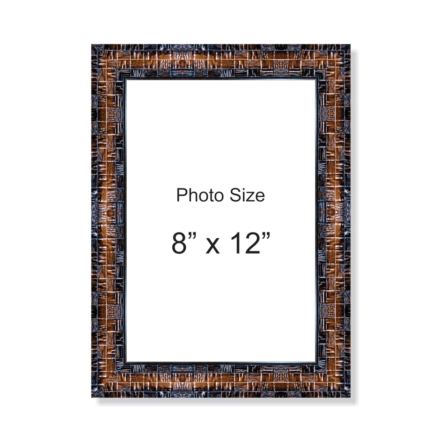 Premium Polystyrene Photo Frame for 8x12 inch Pictures – Elegant Black Finish Wall Mount Frame Size 11x15 Inch for Home Office and Gifting