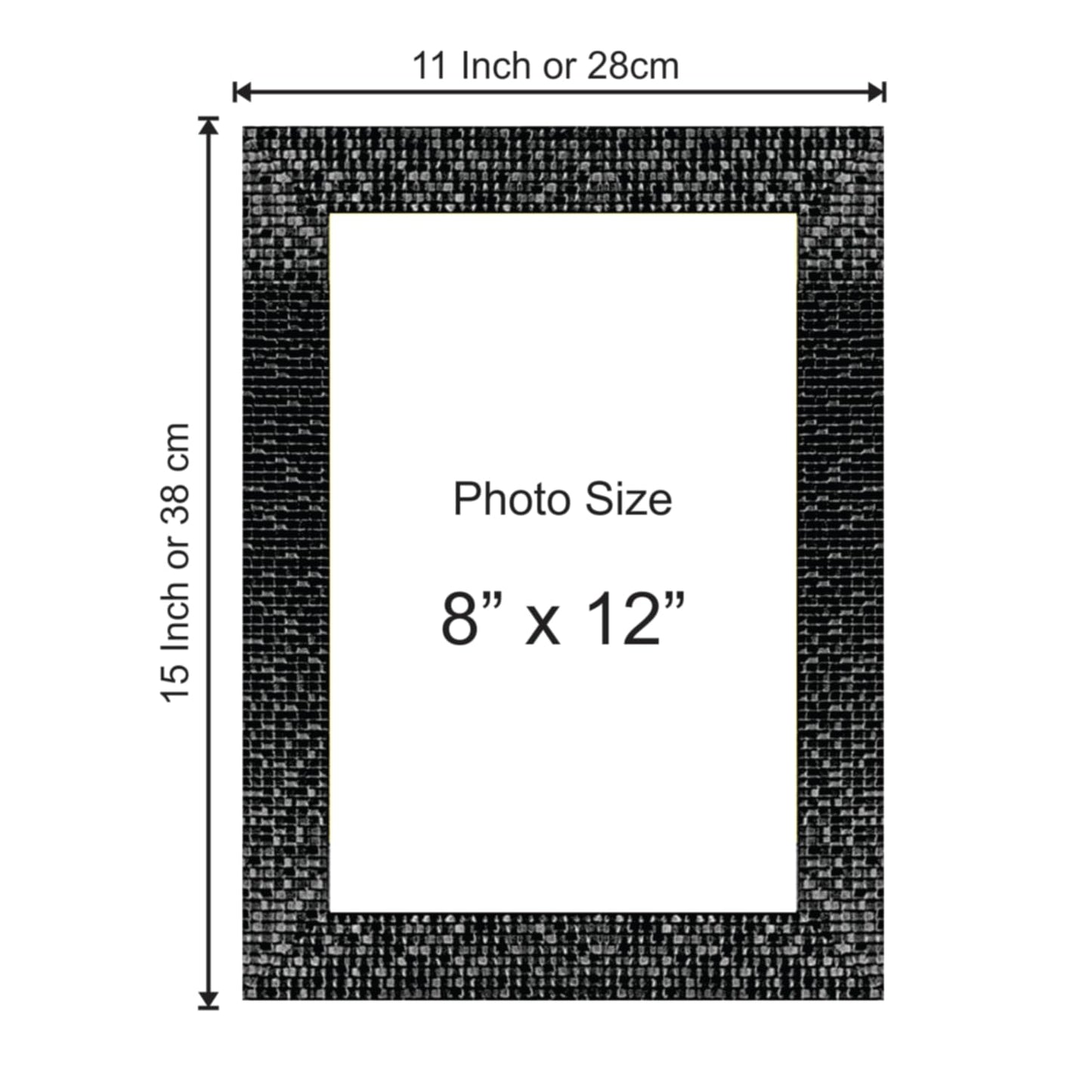 Premium Polystyrene Photo Frame for 8x12 inch Pictures – Elegant Black Finish Wall Mount Frame Size 11x15 Inch for Home Office and Gifting