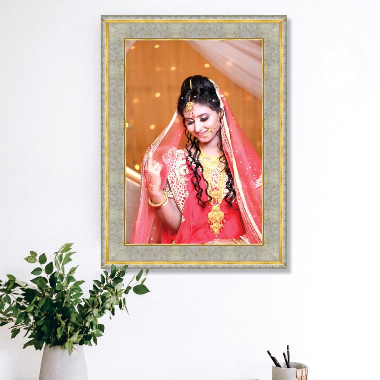 Premium Polystyrene Photo Frame for 8x12 inch Pictures – Elegant Black Finish Wall Mount Frame Size 11x15 Inch for Home Office and Gifting