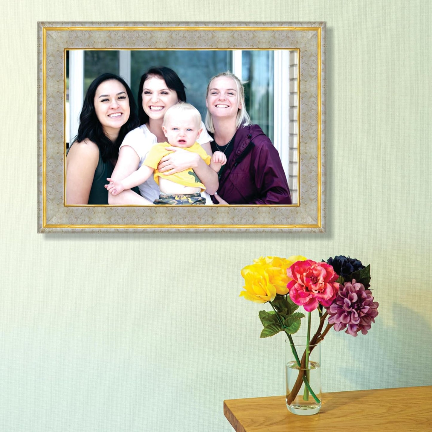 Premium Polystyrene Photo Frame for 8x12 inch Pictures – Elegant Black Finish Wall Mount Frame Size 11x15 Inch for Home Office and Gifting