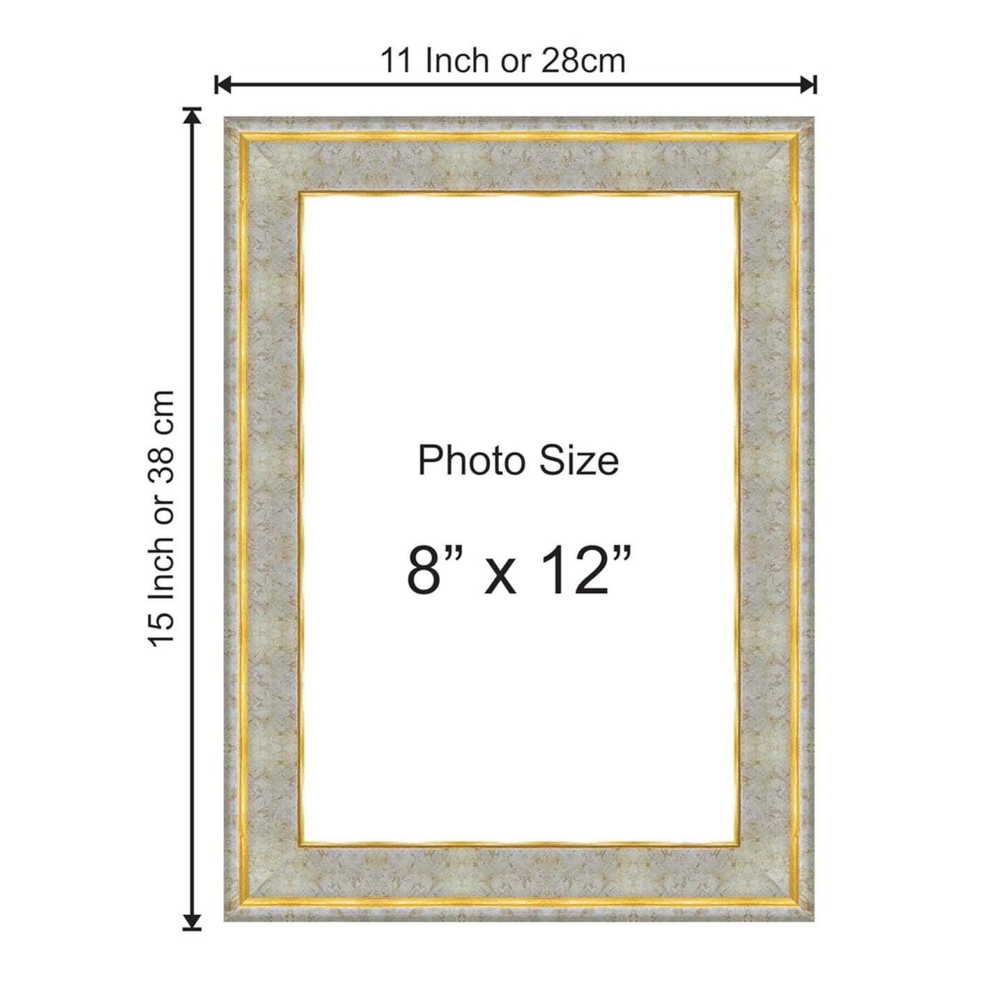 Premium Polystyrene Photo Frame for 8x12 inch Pictures – Elegant Black Finish Wall Mount Frame Size 11x15 Inch for Home Office and Gifting