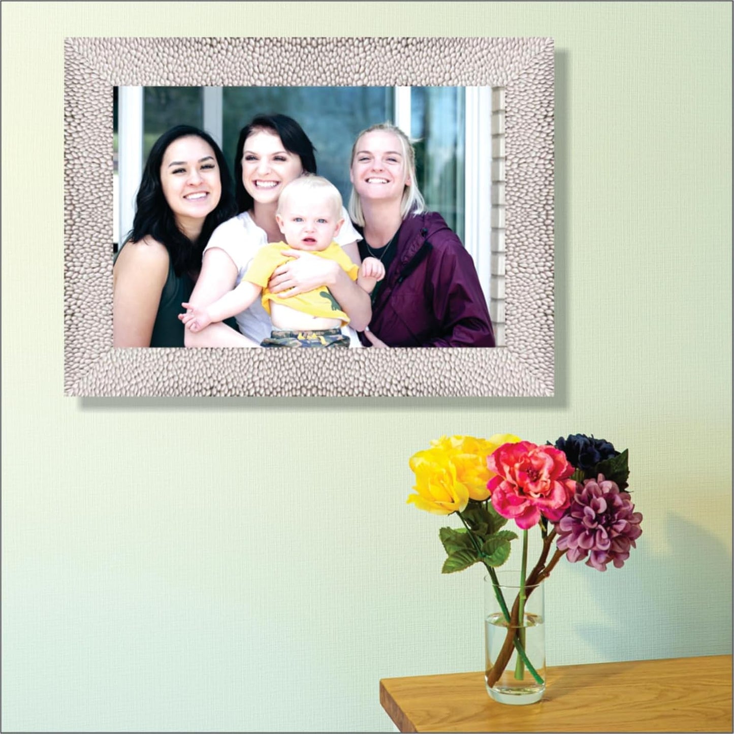Premium Polystyrene Photo Frame for 8x12 inch Pictures – Elegant Black Finish Wall Mount Frame Size 11x15 Inch for Home Office and Gifting