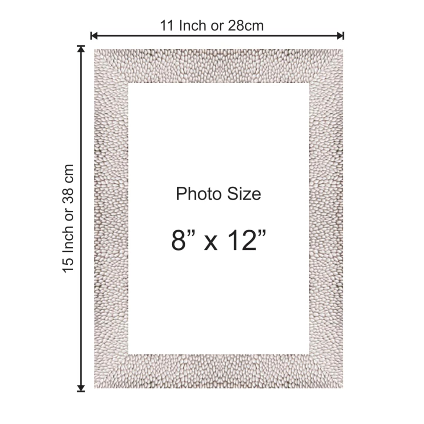 Premium Polystyrene Photo Frame for 8x12 inch Pictures – Elegant Black Finish Wall Mount Frame Size 11x15 Inch for Home Office and Gifting