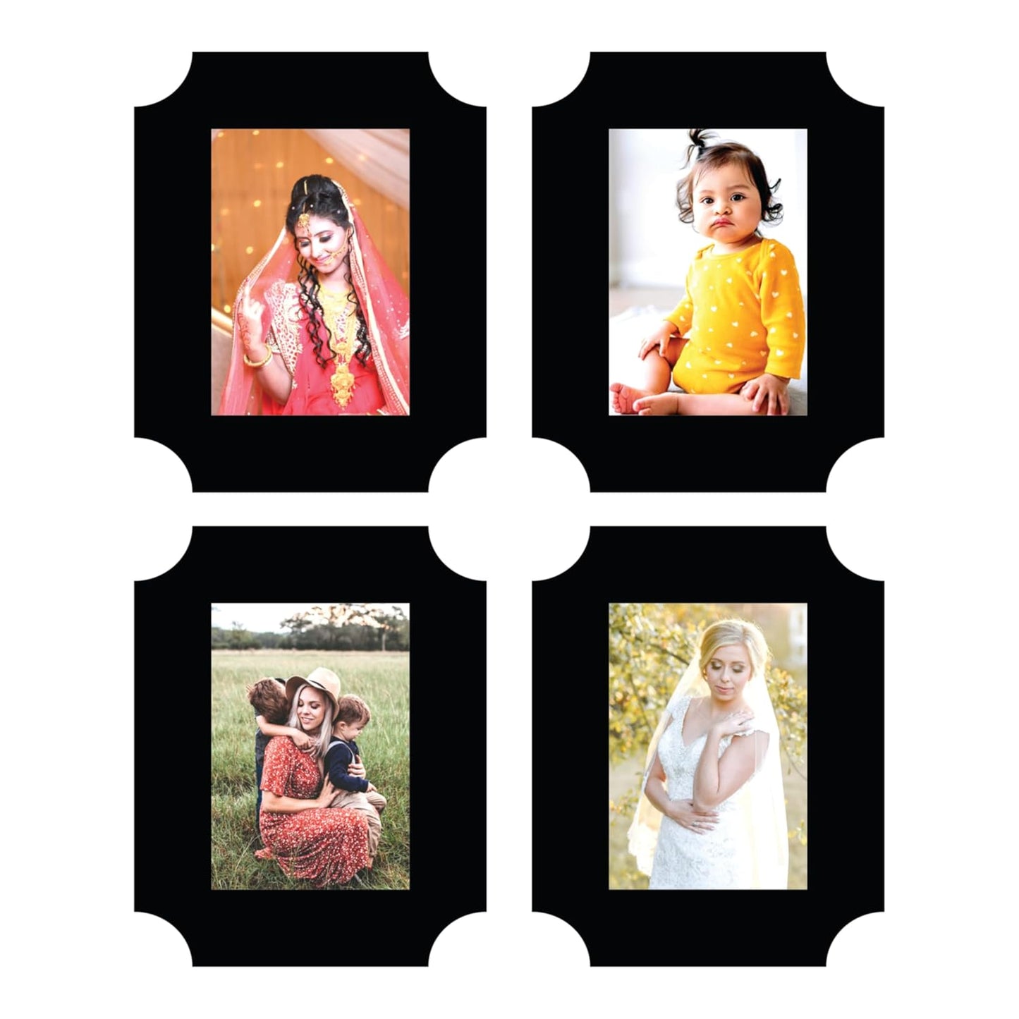 Set of 4 Piece Jointless Wooden Photo Frames for Wall Decoration – Minimalist Picture Frames for Home Décor, Gallery Wall and Gift Purposes