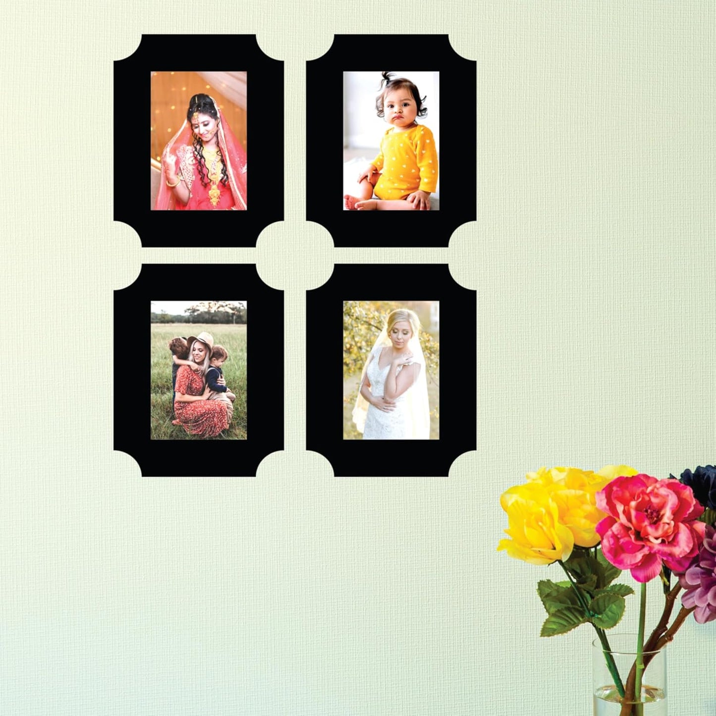 Set of 4 Piece Jointless Wooden Photo Frames for Wall Decoration – Minimalist Picture Frames for Home Décor, Gallery Wall and Gift Purposes