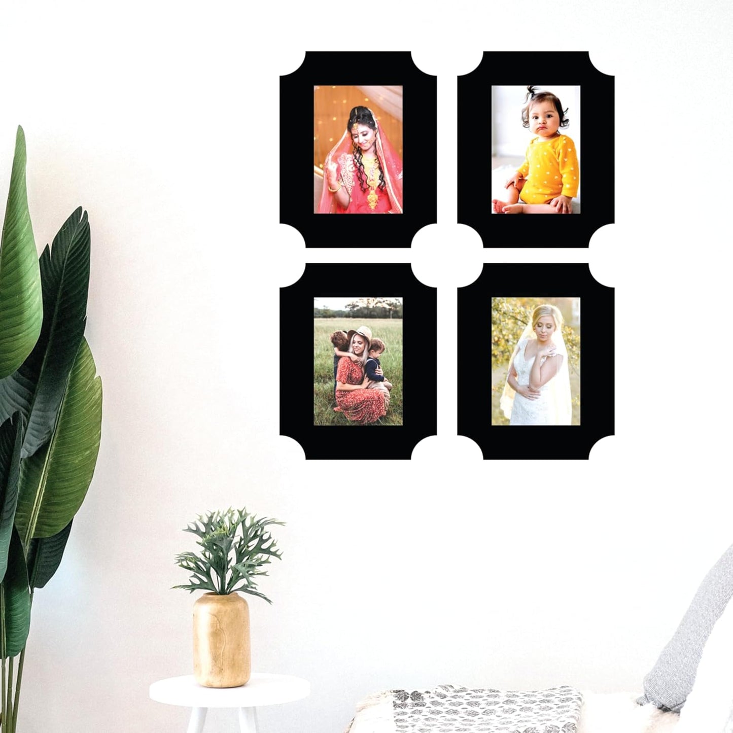 Set of 4 Piece Jointless Wooden Photo Frames for Wall Decoration – Minimalist Picture Frames for Home Décor, Gallery Wall and Gift Purposes