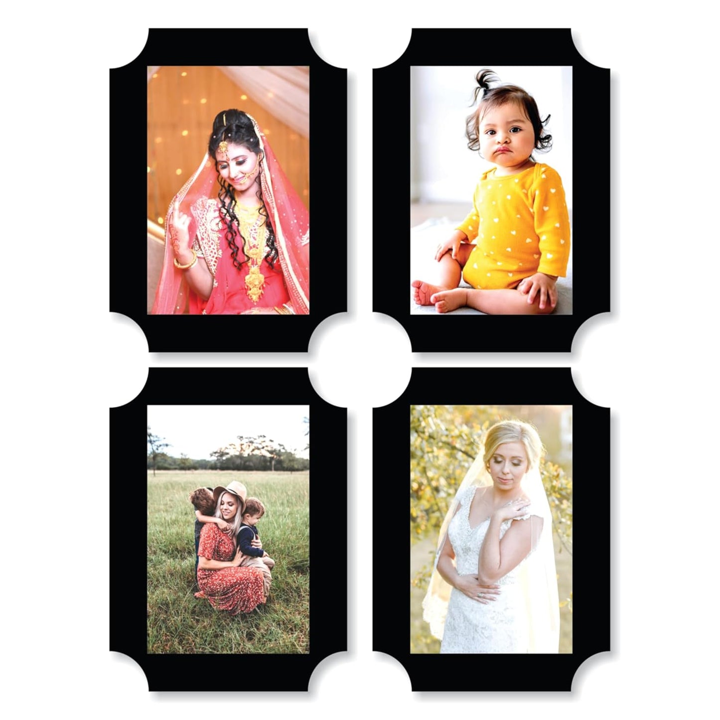 Set of 4 Piece Jointless Wooden Photo Frames for Wall Decoration – Minimalist Picture Frames for Home Décor, Gallery Wall and Gift Purposes