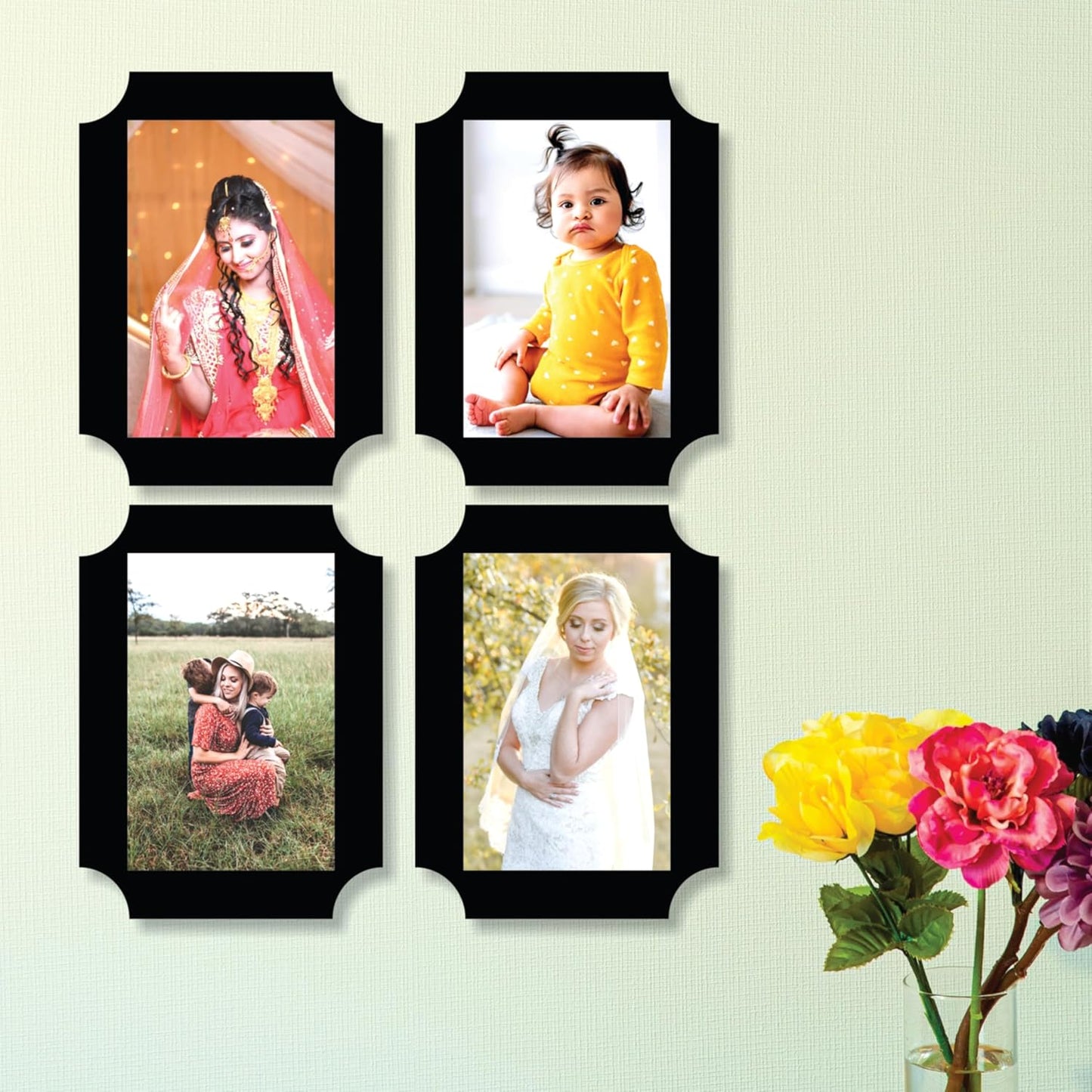 Set of 4 Piece Jointless Wooden Photo Frames for Wall Decoration – Minimalist Picture Frames for Home Décor, Gallery Wall and Gift Purposes