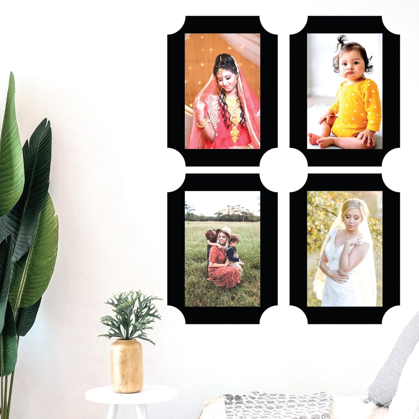 Set of 4 Piece Jointless Wooden Photo Frames for Wall Decoration – Minimalist Picture Frames for Home Décor, Gallery Wall and Gift Purposes
