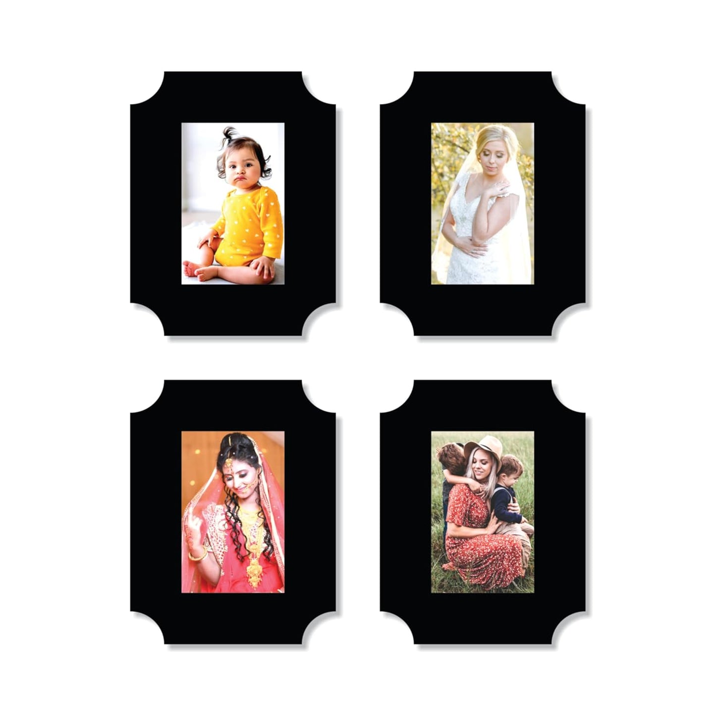 Set of 4 Piece Jointless Wooden Photo Frames for Wall Decoration – Minimalist Picture Frames for Home Décor, Gallery Wall and Gift Purposes