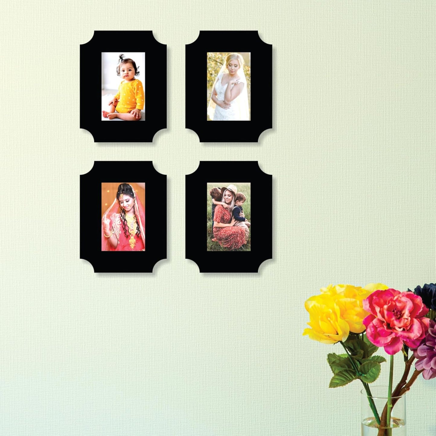 Set of 4 Piece Jointless Wooden Photo Frames for Wall Decoration – Minimalist Picture Frames for Home Décor, Gallery Wall and Gift Purposes