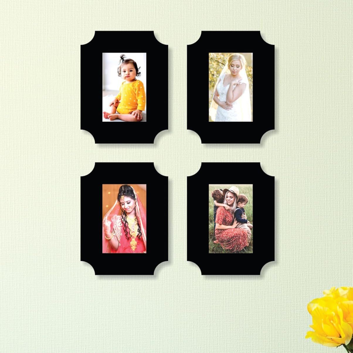Set of 4 Piece Jointless Wooden Photo Frames for Wall Decoration – Minimalist Picture Frames for Home Décor, Gallery Wall and Gift Purposes