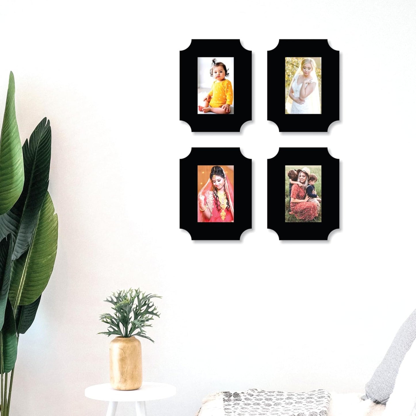 Set of 4 Piece Jointless Wooden Photo Frames for Wall Decoration – Minimalist Picture Frames for Home Décor, Gallery Wall and Gift Purposes