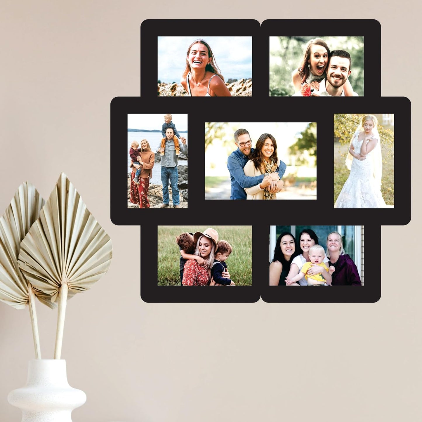 One Piece Jointless Wooden Multi Picture Collage Photo Frame – Elegant Wall Décor for Living Room, Bedroom, Hallway and Gifting Purpose