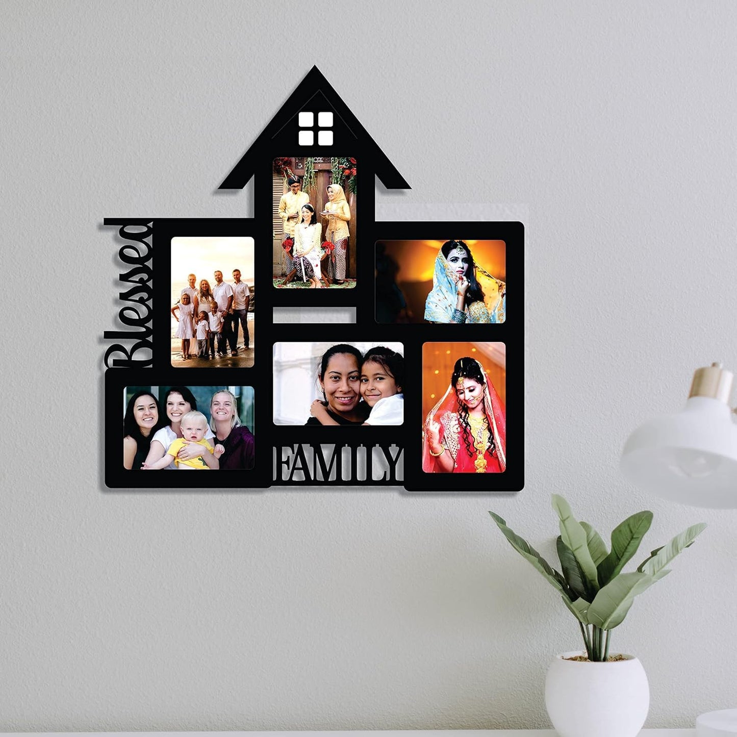 One Piece Jointless Wooden Multi Picture Collage Photo Frame –Multi Theme Tabletop Décor for Living Room, Gift, Office or Kids Room Use