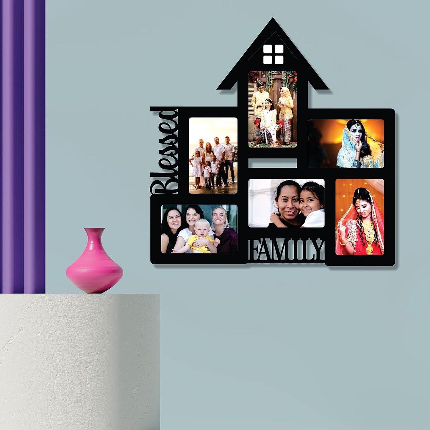 One Piece Jointless Wooden Multi Picture Collage Photo Frame –Multi Theme Tabletop Décor for Living Room, Gift, Office or Kids Room Use